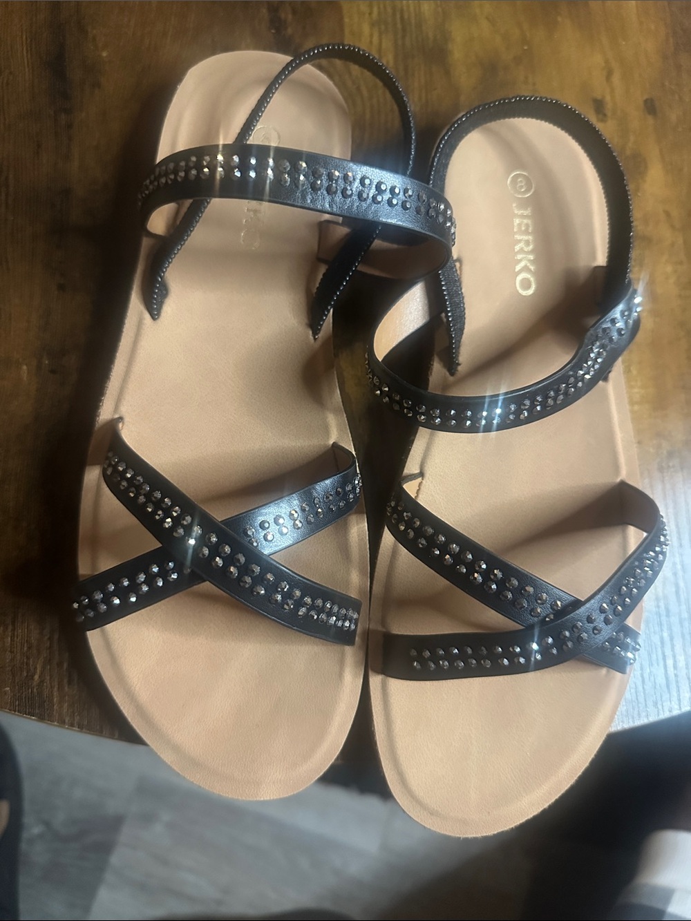 Black Studded Strappy Women's Sandals
